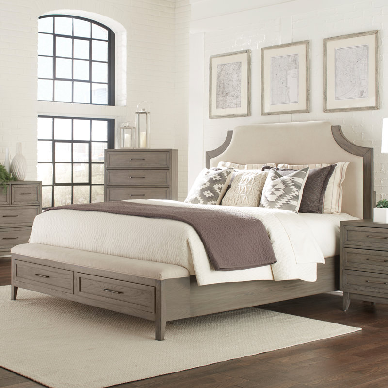 Three Posts Bangor Solid Wood and Upholstered Low Profile Storage